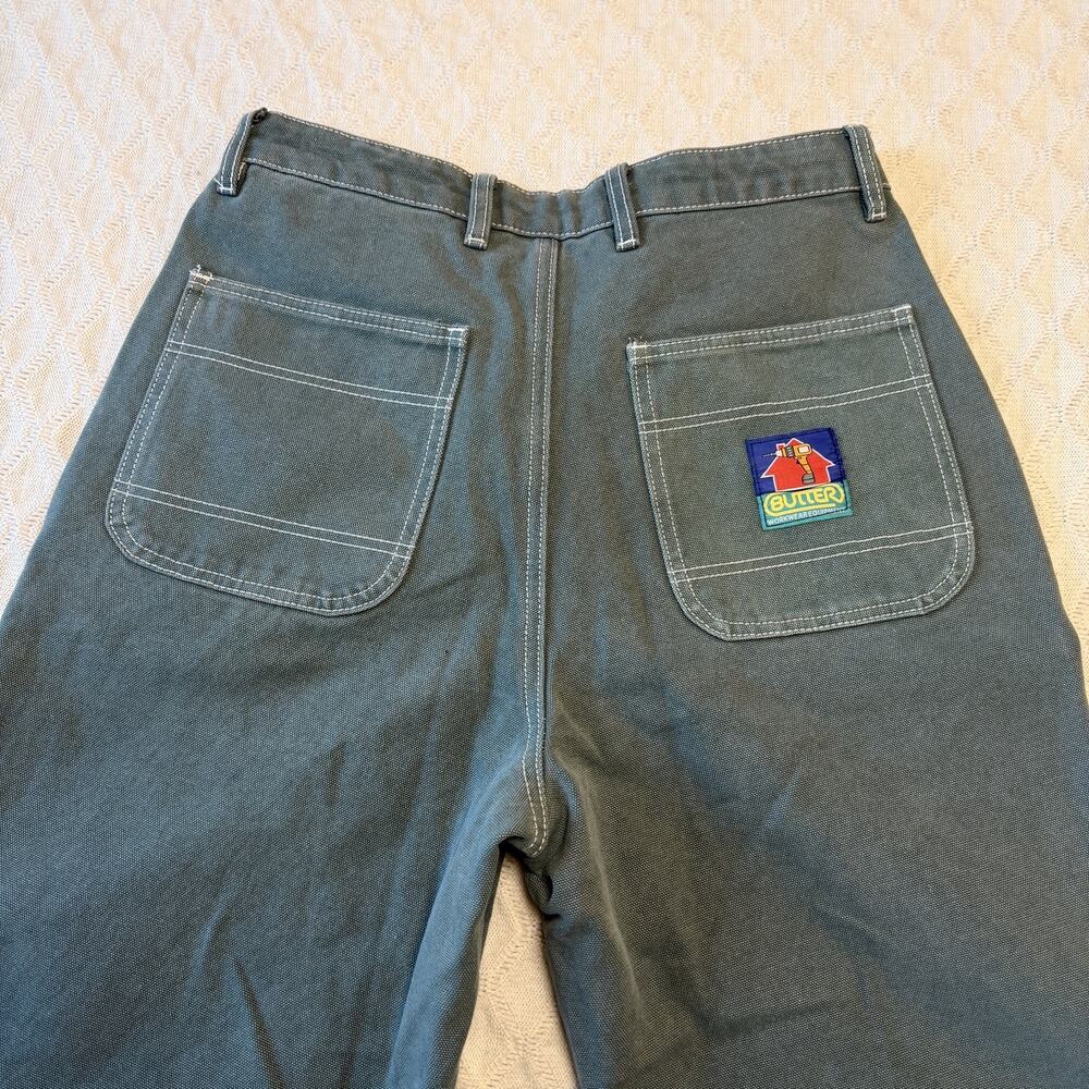 BUTTER Goods Work green pants Double Knee Very Baggy Fit Denim Jeans size 28 - Picture 4 of 7